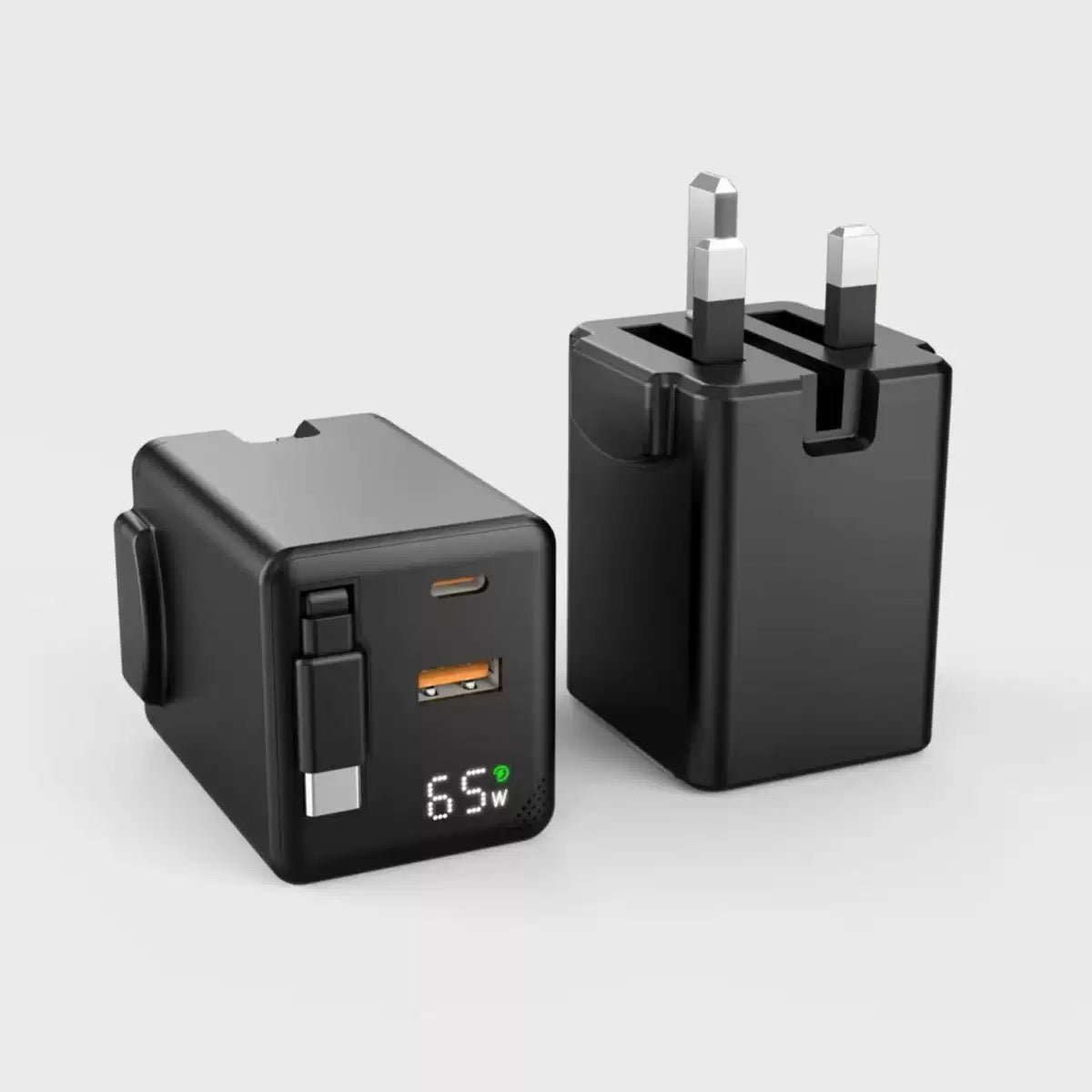 GaN Dual USB Port2 USB A 2 USBC Phone Charger With Cable 55W -65W