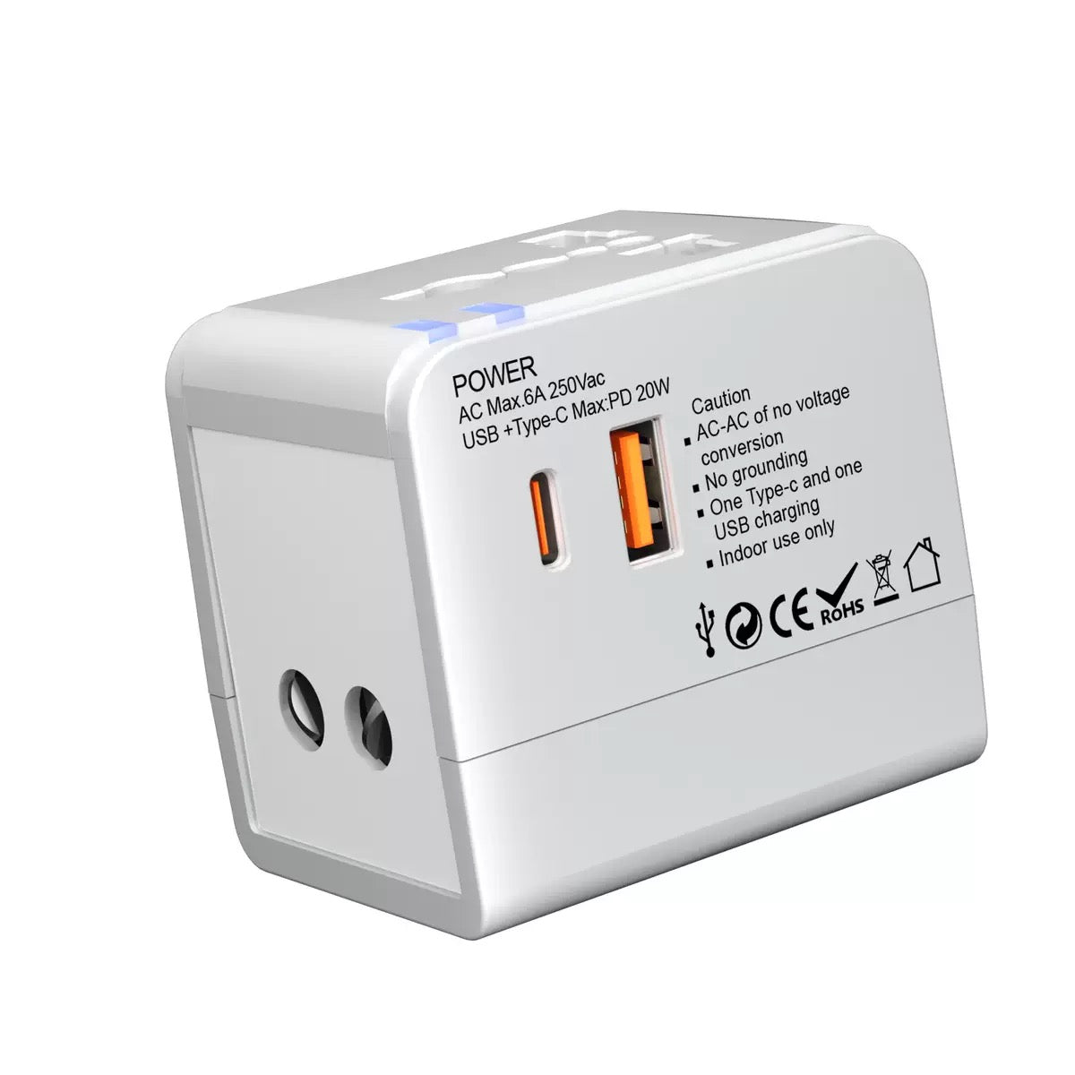 Universal Travel Adapter International Plug - European Travel Plug Adapter Worldwide US AUS EU UK Spain Germany Ireland Italy - All-in-one Travel Outlet Power Adapter with 1USB C 1 USB A